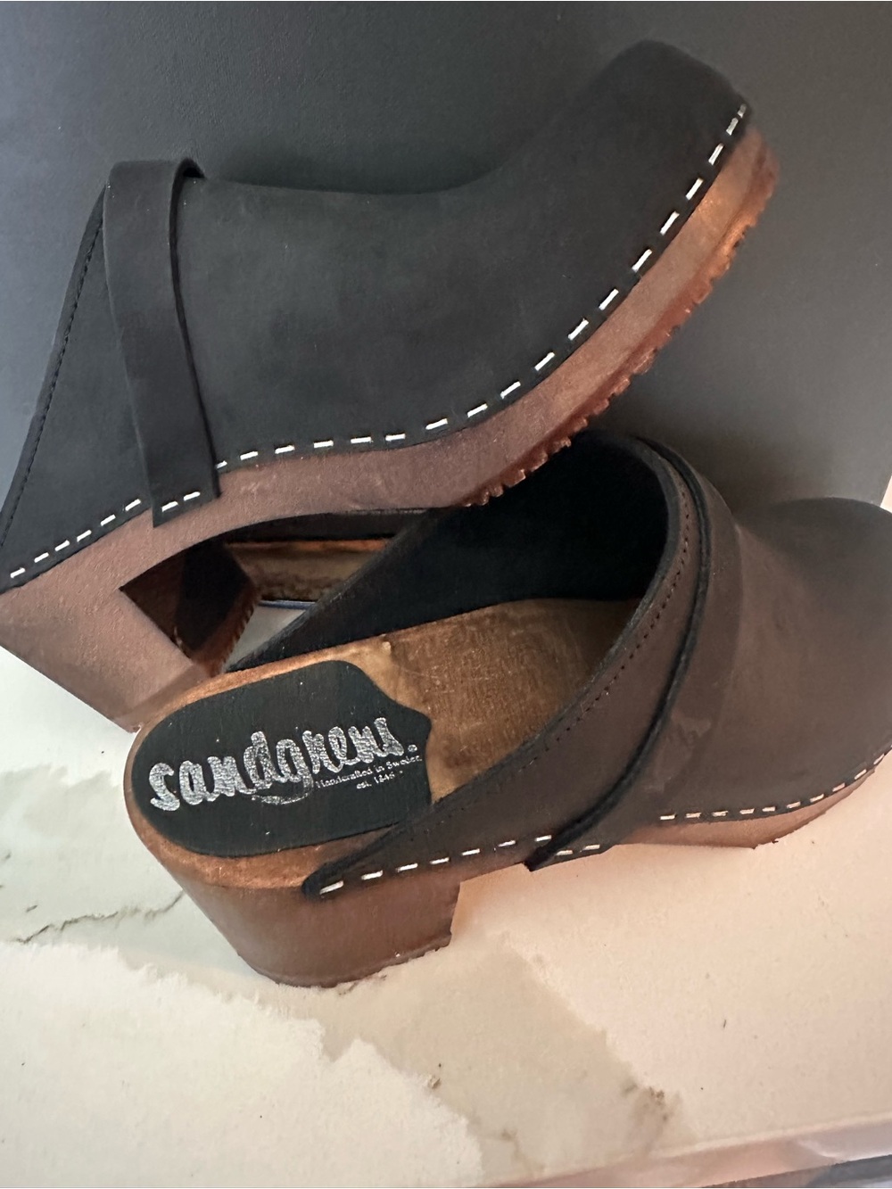 Sandgrens Black Suede Platform Clog - Women
